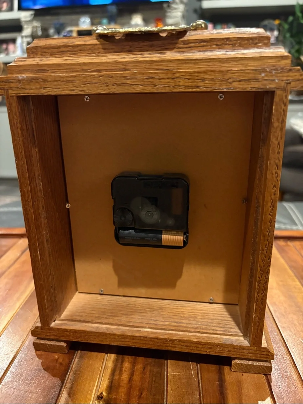 Linden Westminster Solid Oak Wood Mantle Clock with Chimes Battery Powered